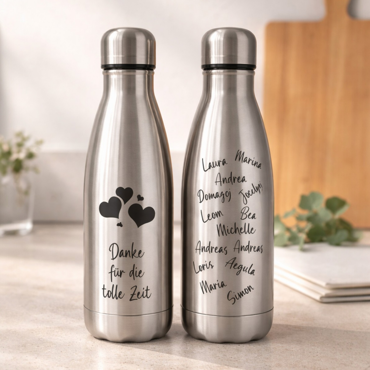 Personalisierte Thermoflasche silber