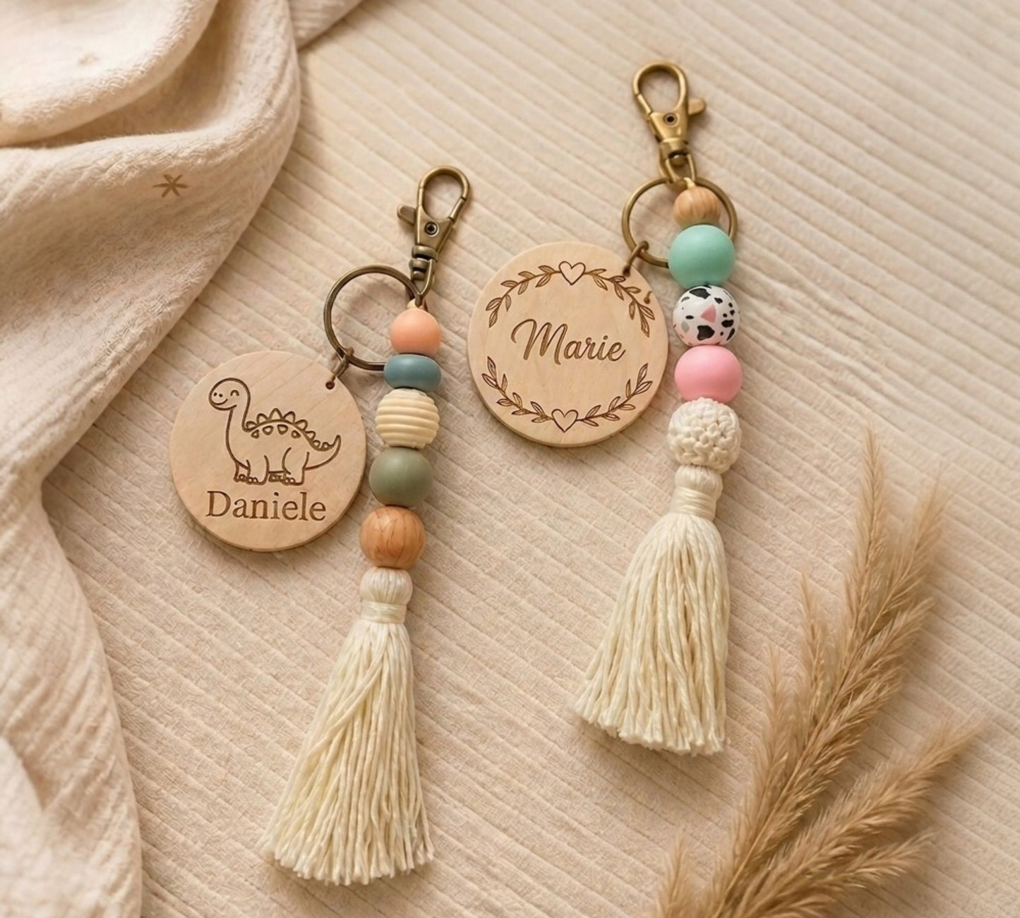Personalisierter Boho Taschen- & Schlüsselanhänger