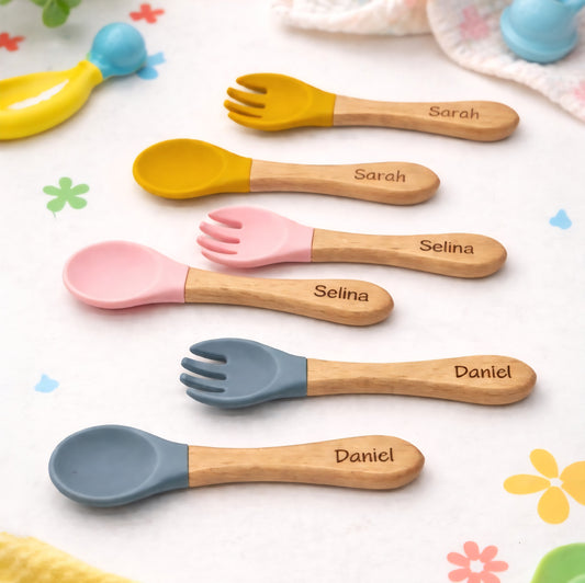 Personalisierte Bambus Kinderbesteck-Set